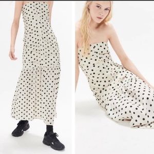 Urban outfitters black and white polka dot strapless dress
